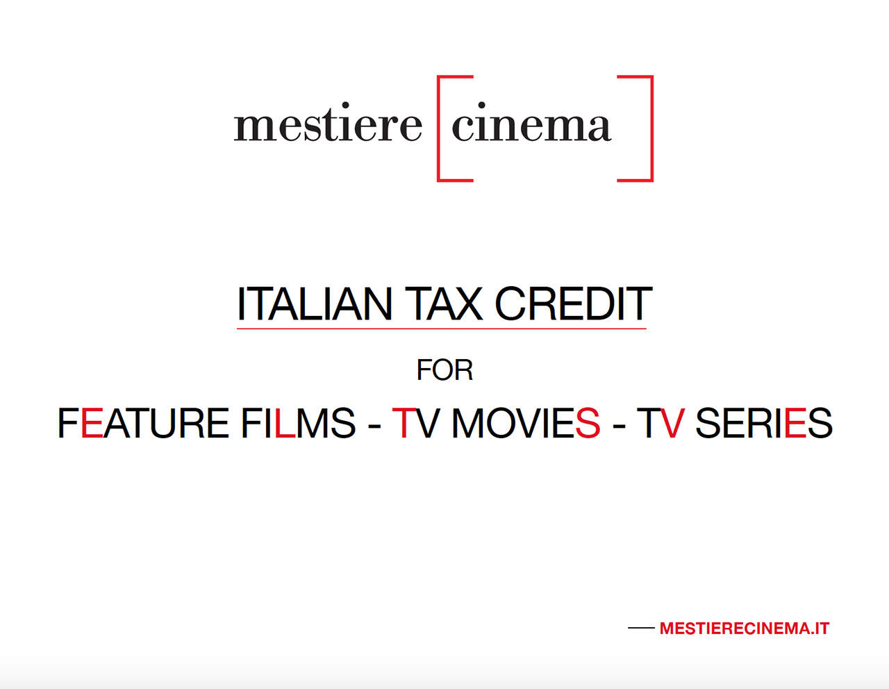 Mestiere Cinema presents Tax Credits in Italy