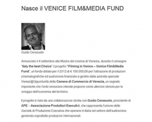 Nasce il Venice Film&Media Fund