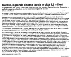 Ruskin, il grande cinema lascia in città 1,5 milioni