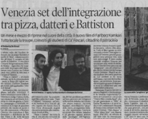 Venezia set dell'integrazione tra pizza, datteri e Battiston
